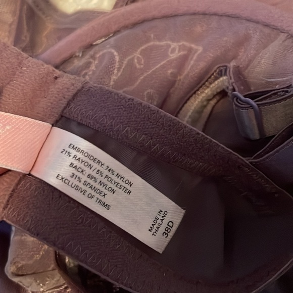 NWOT Victorias Secret Unlined Purple/Mauve Lace Bra & Panty set 38D/XL - Picture 7 of 8